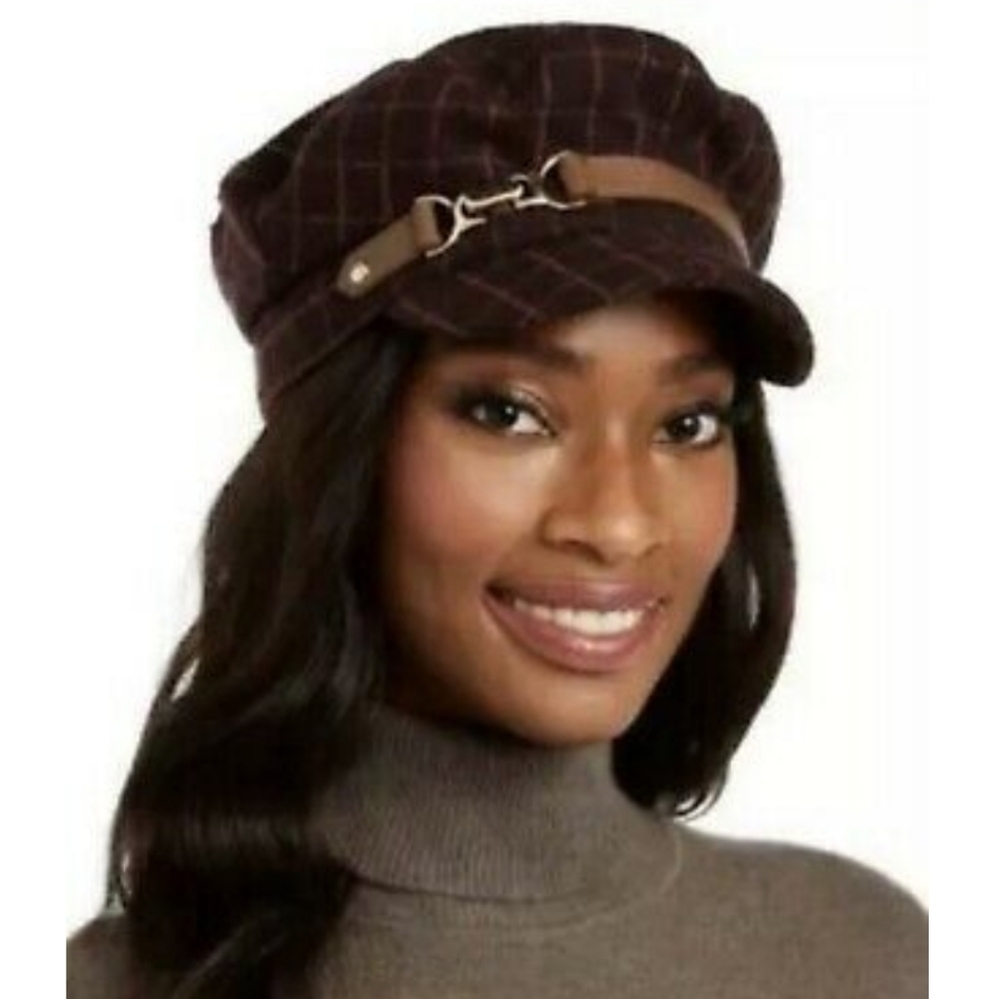INC International Concepts Burgundy Plaid Wool Hat